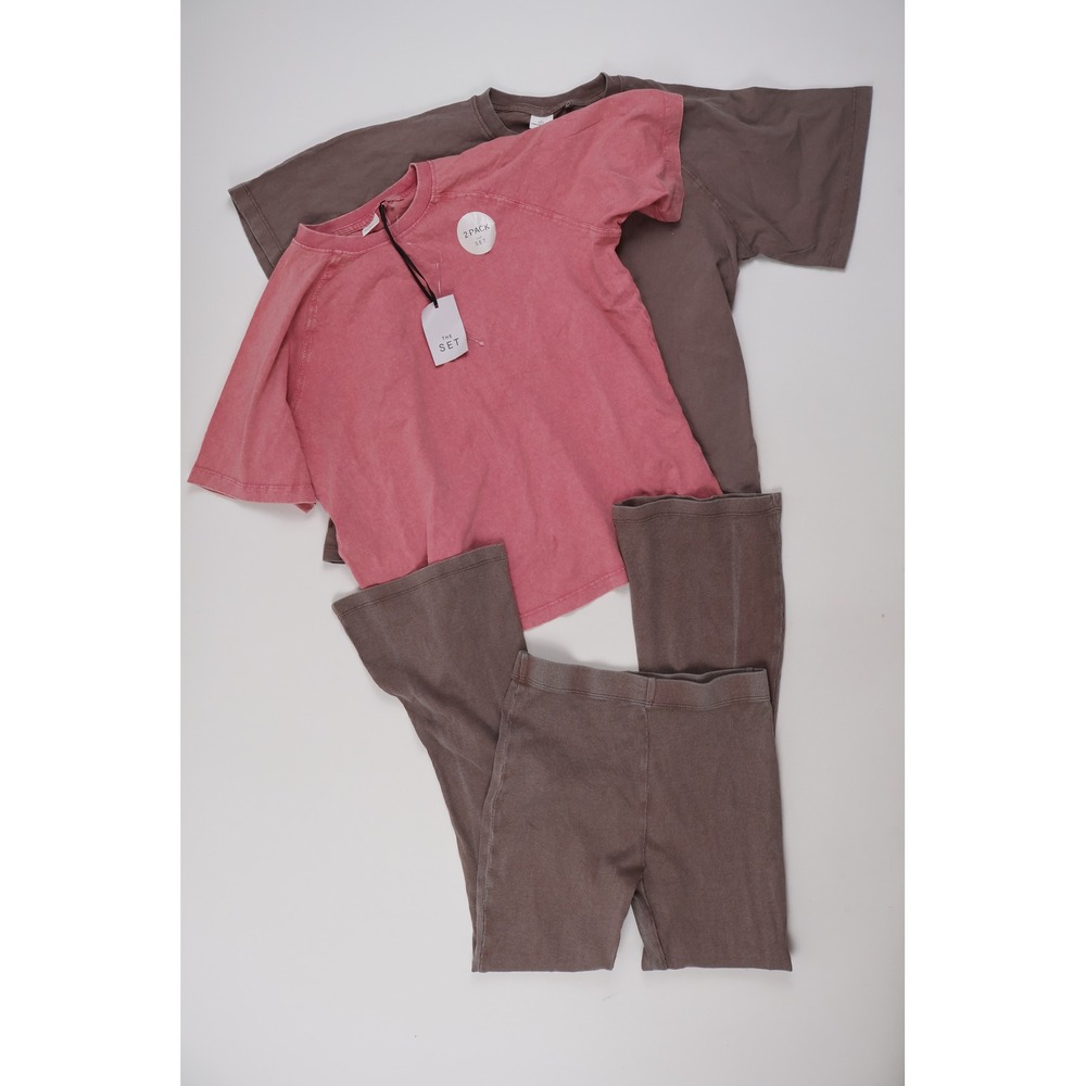 The Set Girls 2 Piece T-Shirt and Flare Leggings Set Pink Brown 11 Years NWT